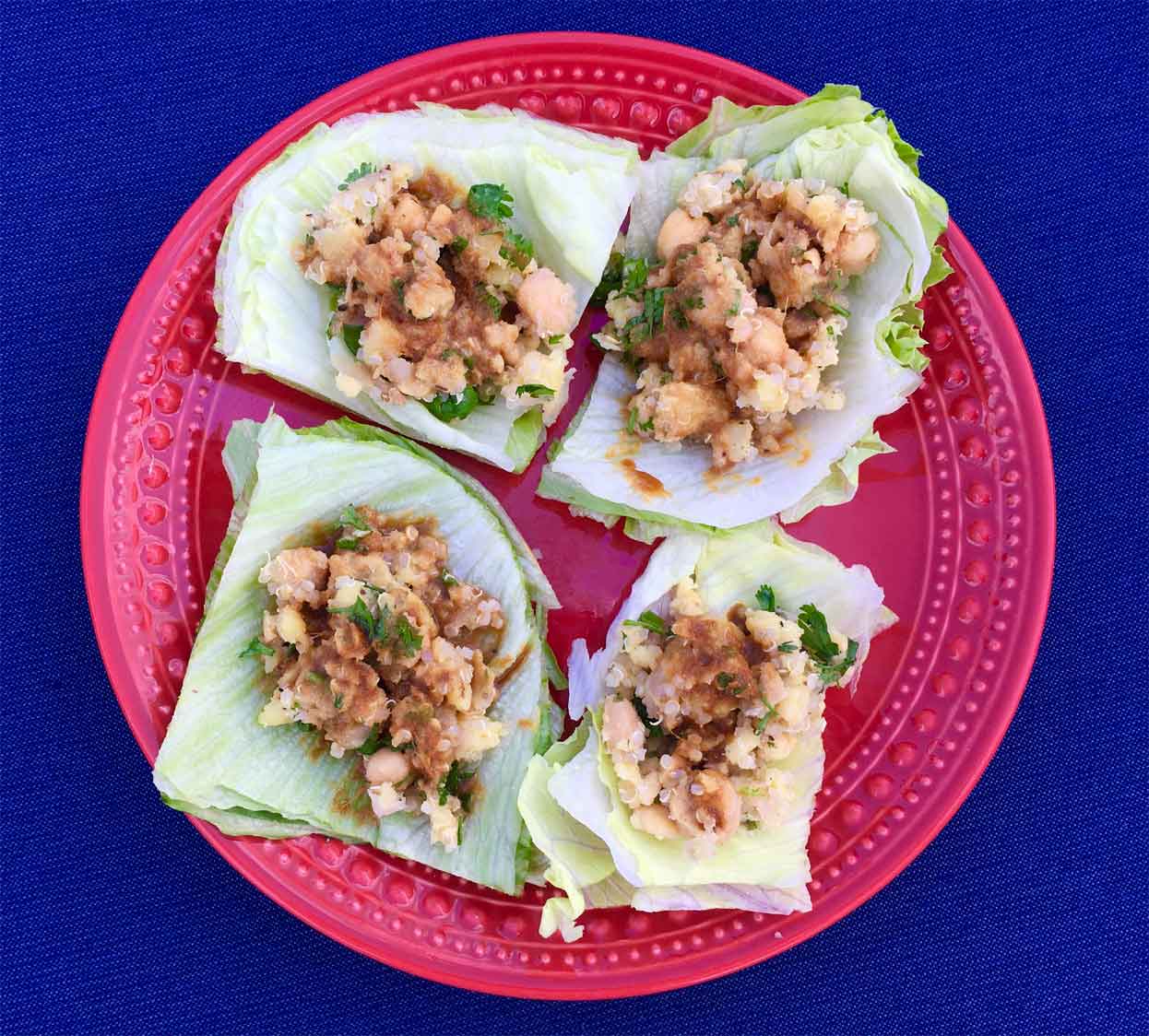 Savory Chickpea Quinoa Lettuce Wrap with Asian Ginger Dip