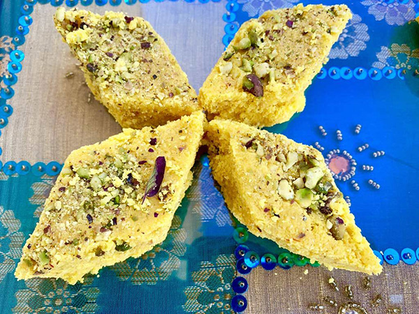 Saffron Coconut Cardamom Burfi